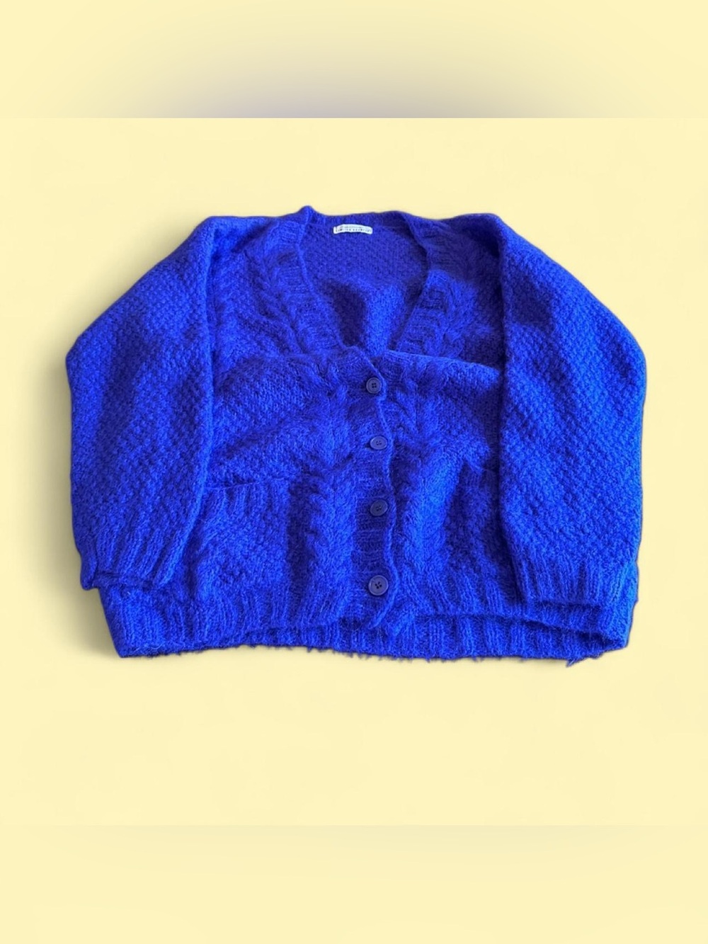Vintage Limited Express Mohair Style Cardigan Sweater L Purple Blue Oversized